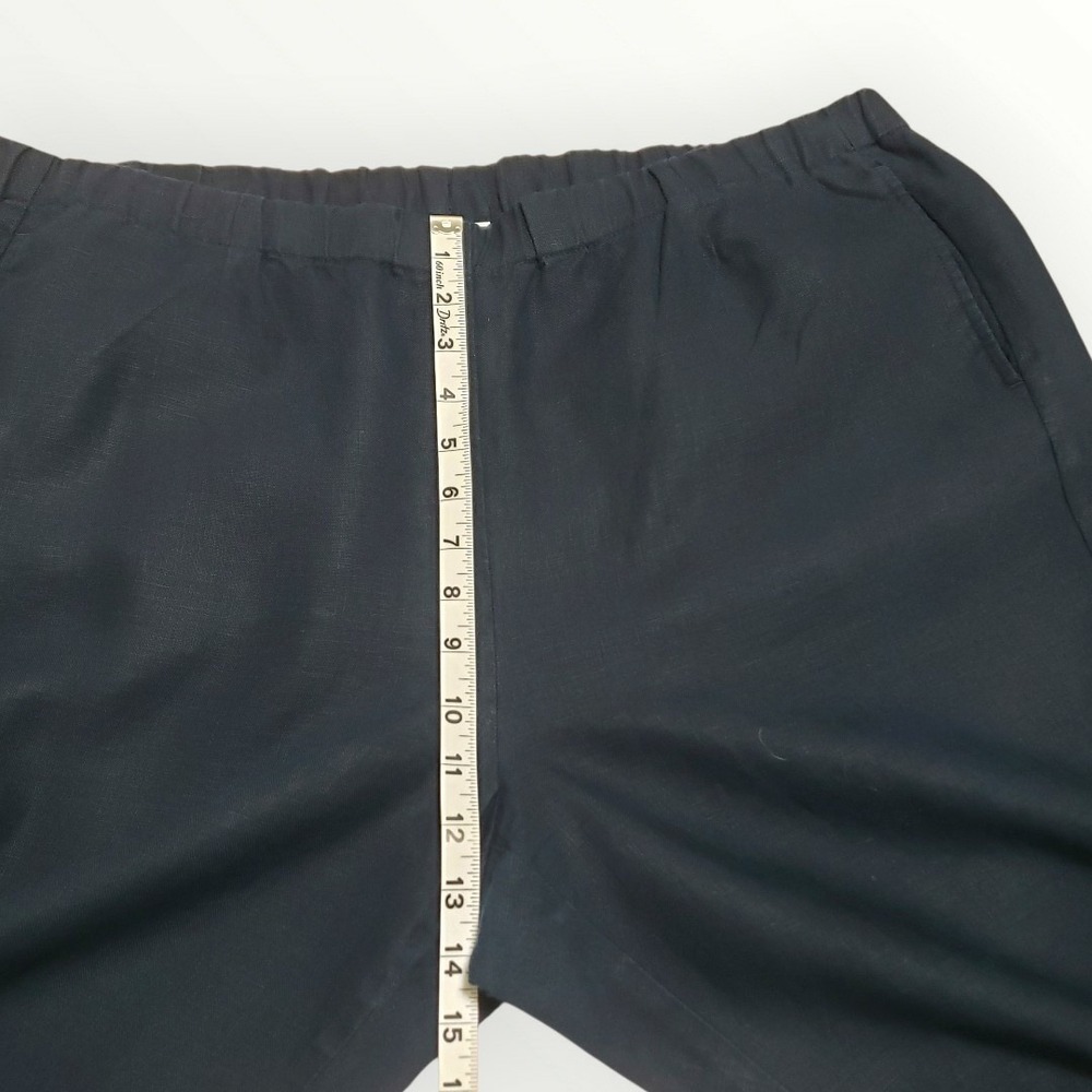 J.Jill Love Linen Navy Blue Pull On Crop Pants XL Wide Leg Elastic Waist Pocket - Picture 7 of 10